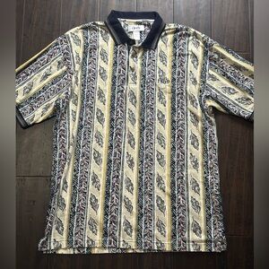 Izod Men's Polo Shirt with Leaf and Stripe Design